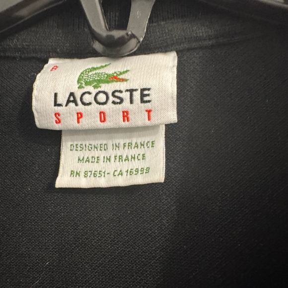 Lacoste Men's cotton Black Polo with White Grid Pattern. Ptp 24” length 28” - Picture 5 of 7